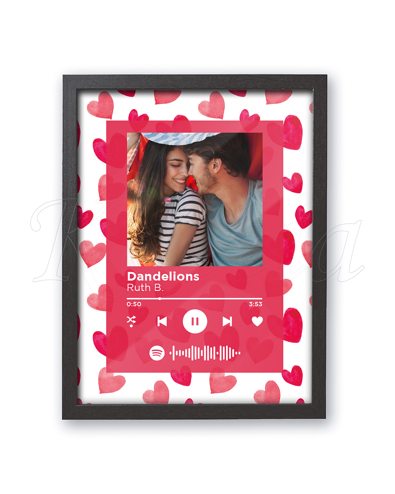 Quadro Spotify Personalizado Corações