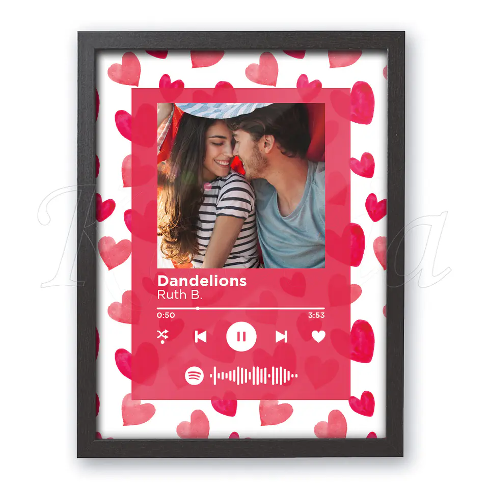 Quadro Spotify Personalizado Corações 1