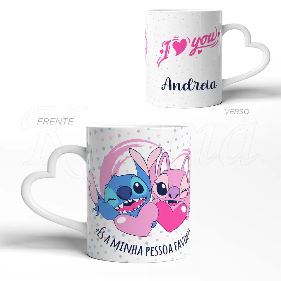 Conjunto de Canecas Personalizadas Stitch & Ángel Pessoa Favorita 3