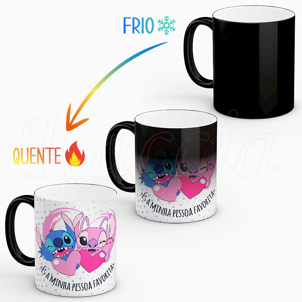 Conjunto de Canecas Personalizadas Stitch & Ángel Pessoa Favorita 2