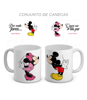 Conjunto de Canecas Personalizáveis Mickey & Minnie O Teu Par