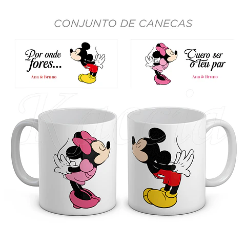 Conjunto de Canecas Personalizadas Mickey & Minnie O Teu Par