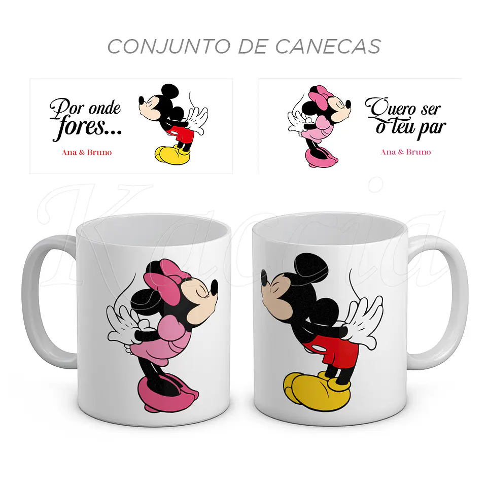 Conjunto de Canecas Personalizadas Mickey & Minnie O Teu Par 1