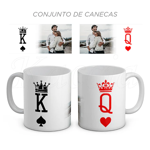 Conjunto de Canecas Personalizadas King & Queen com Foto