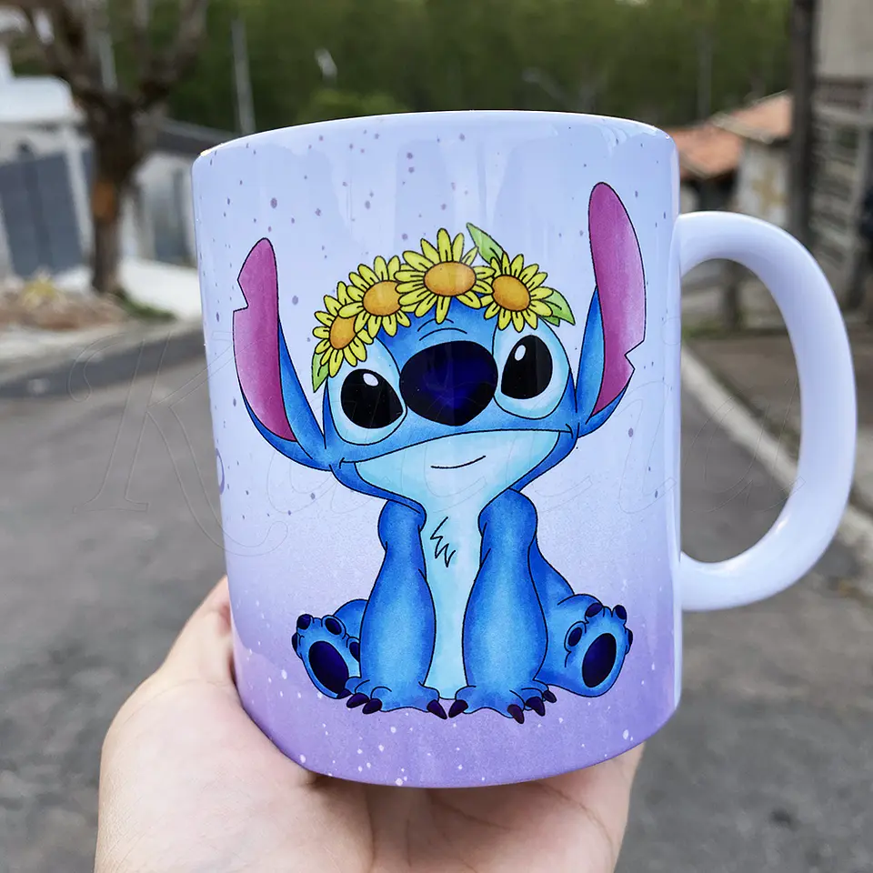 Caneca Personalizada Stitch com Nome Roxo 4