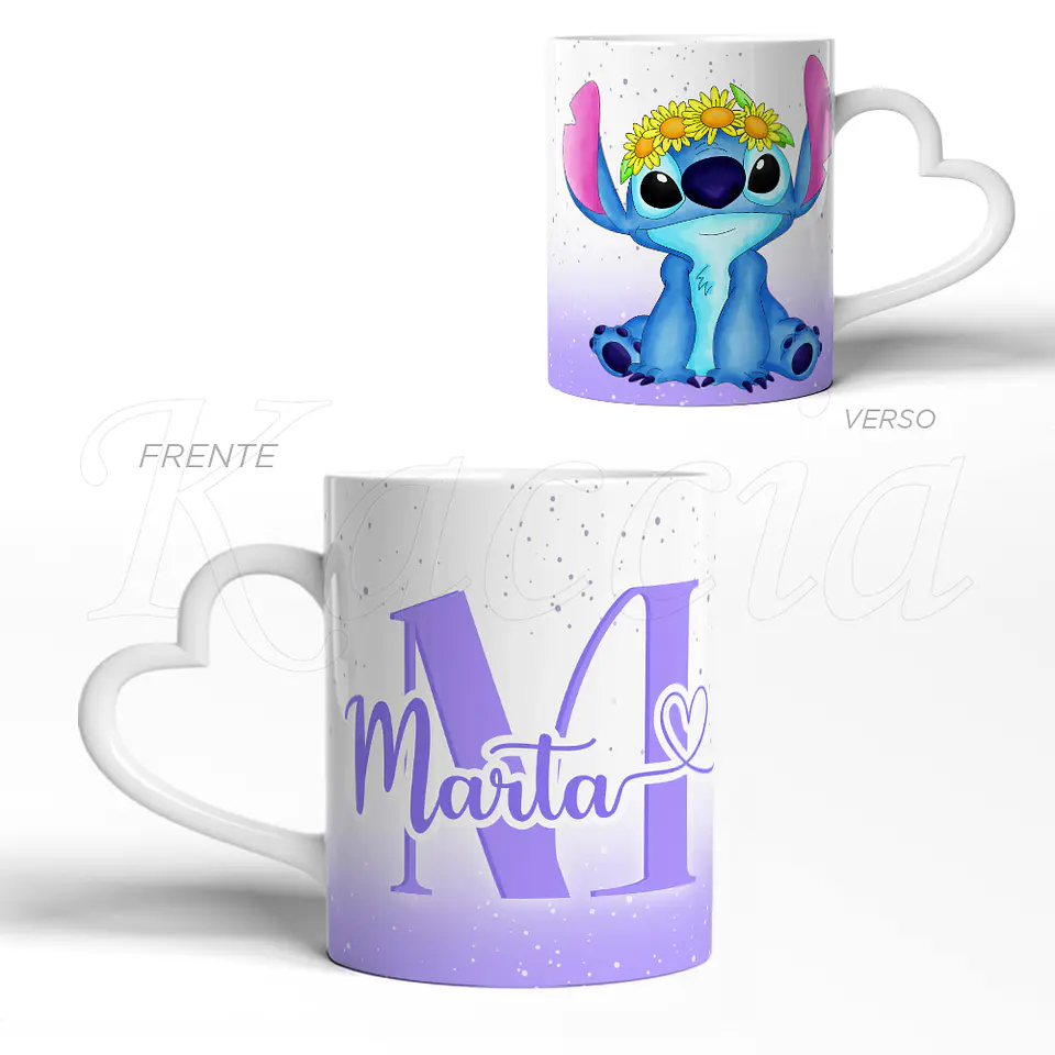 Caneca Personalizada Stitch com Nome Roxo 3
