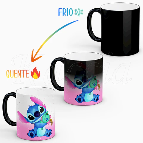 Caneca Personalizada Stitch com Nome Pink