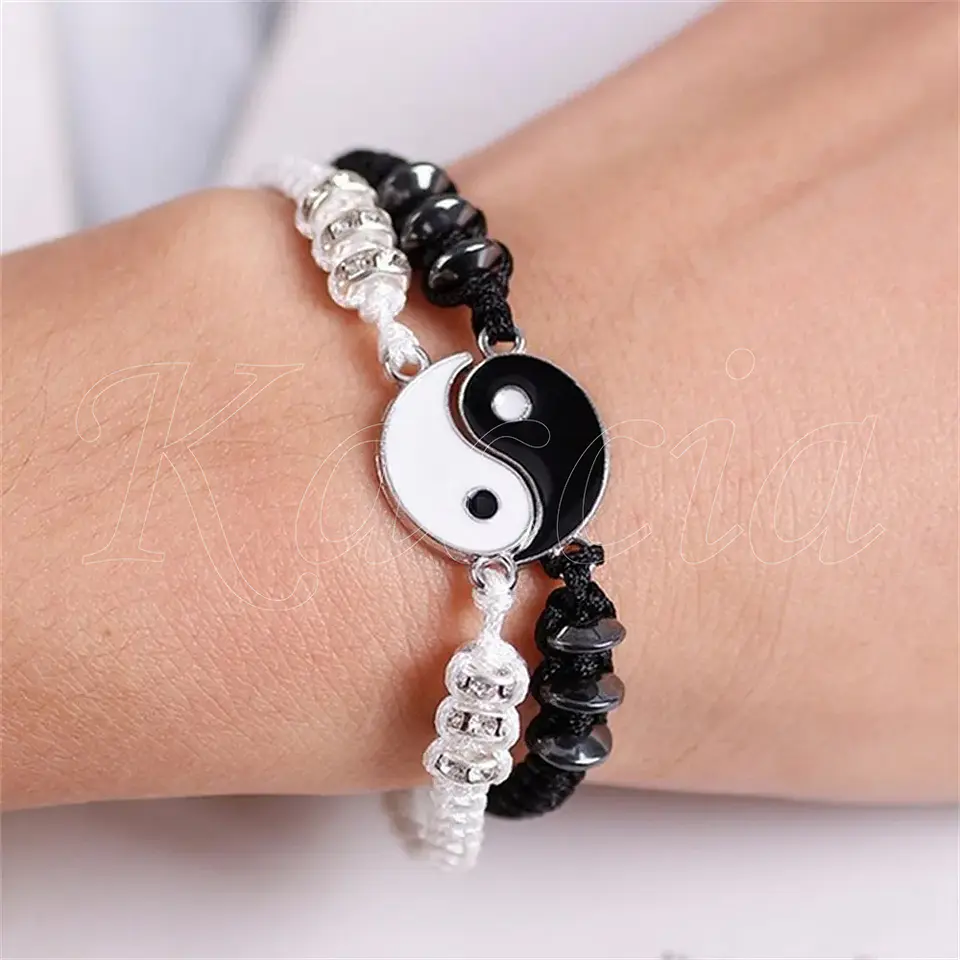 Conjunto Pulseiras para Casal Cordão Yin Yang  3
