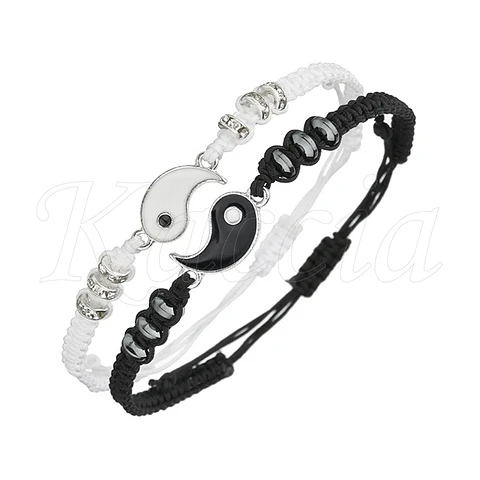 Conjunto Pulseiras para Casal Cordão Yin Yang 