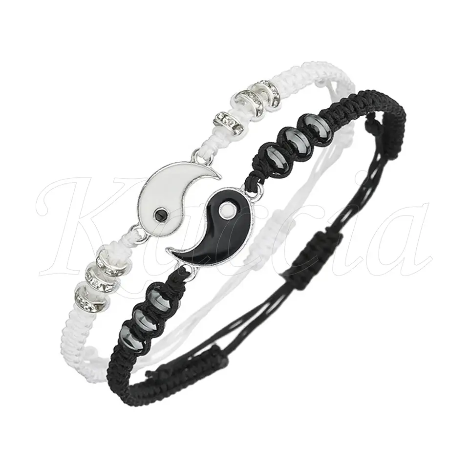 Conjunto Pulseiras para Casal Cordão Yin Yang  2