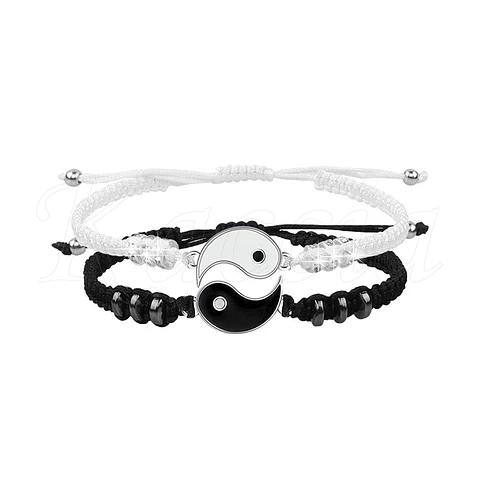 Conjunto Pulseiras para Casal Cordão Yin Yang 