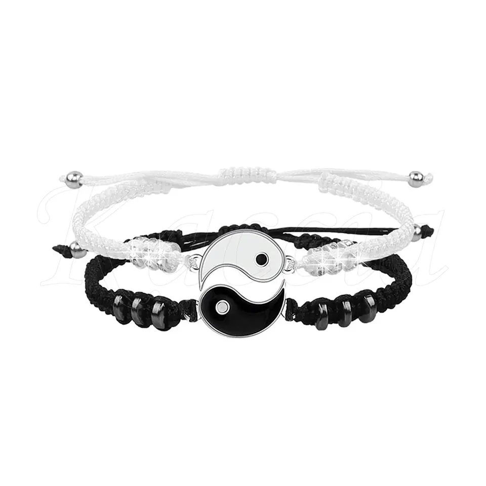 Conjunto Pulseiras para Casal Cordão Yin Yang  1