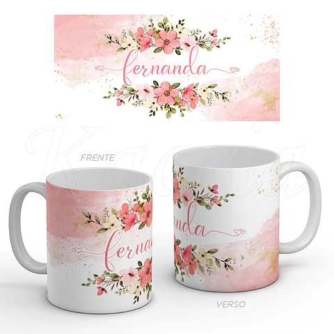 Caneca Personalizada Nome Floral