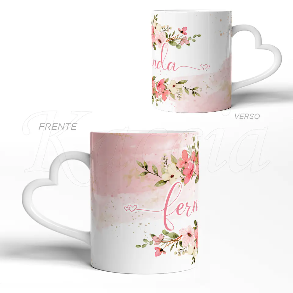 Caneca Personalizada Nome Floral 3