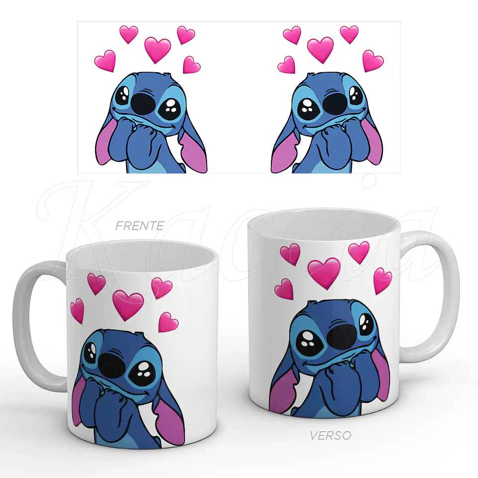 Caneca Stitch Corações 1