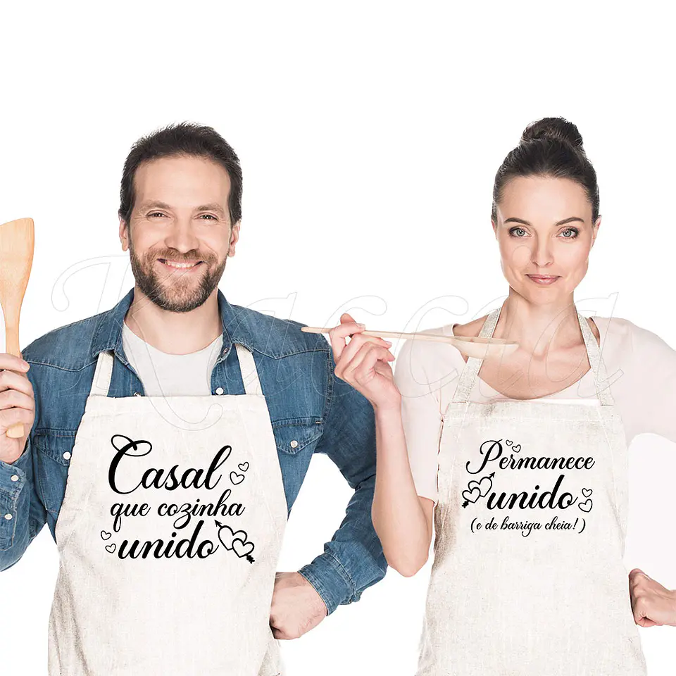 Conjunto de Aventais Casal que Cozinha Unido 1