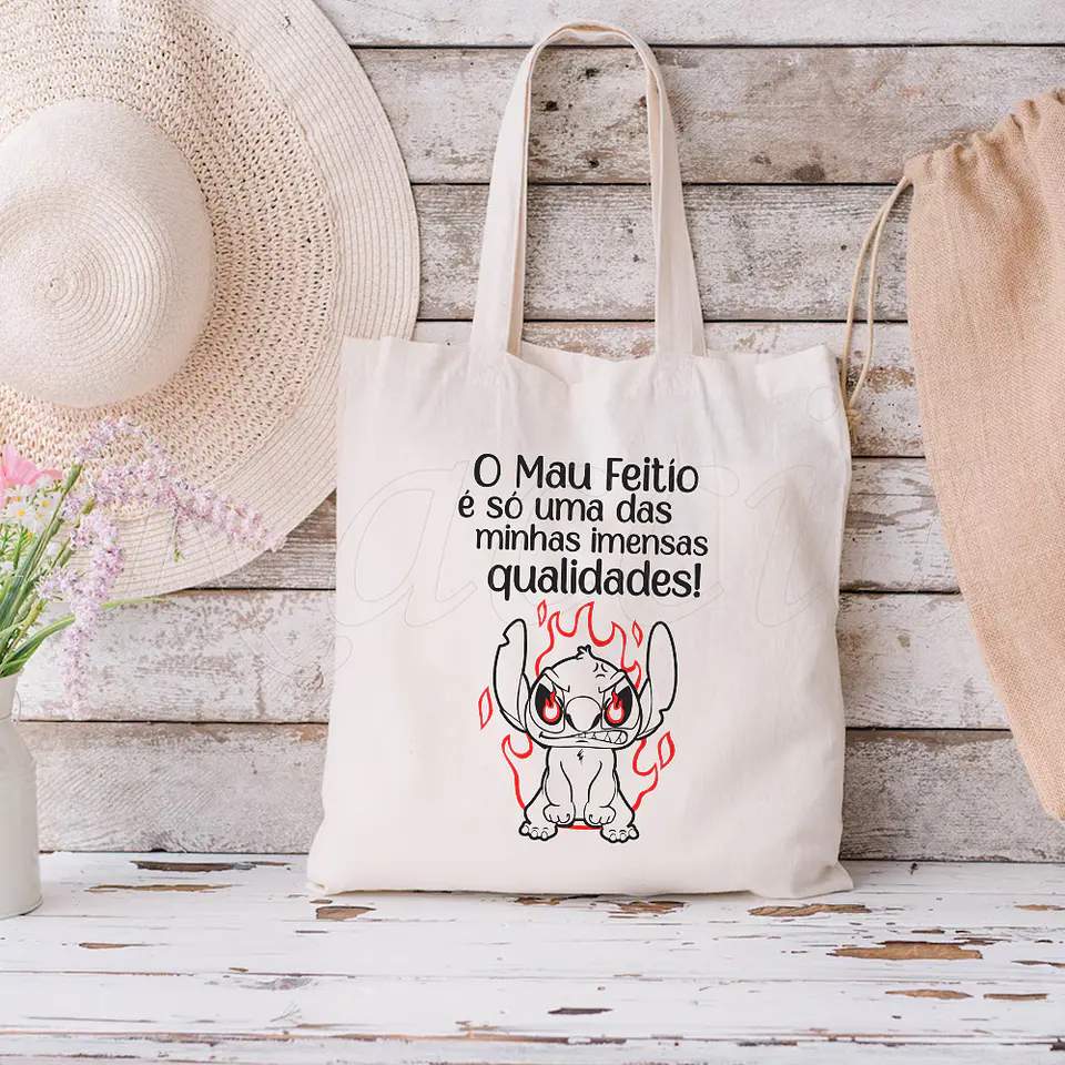Saco Tote Bag Mau Feitio Stitch 2
