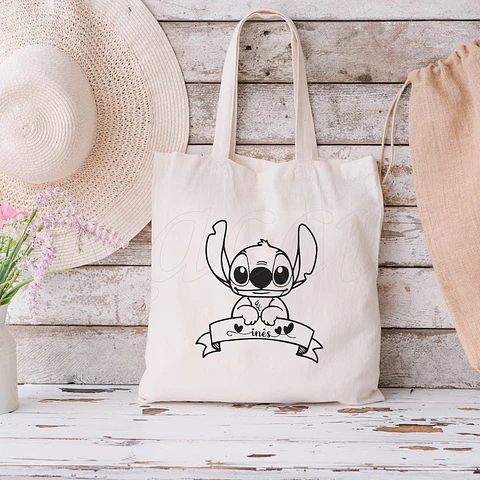 Saco Tote Bag Personalizado Stitch Nome