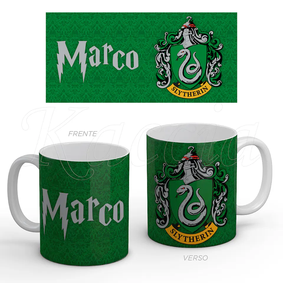Caneca Personalizada Slytherin com Nome 1