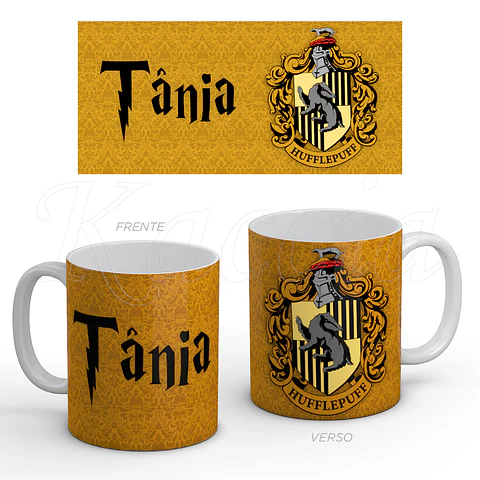 Caneca Personalizada Hufflepuff com Nome