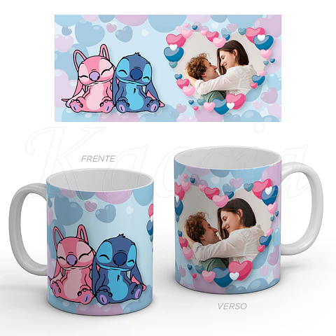 Caneca Personalizada Amor Stitch com Foto