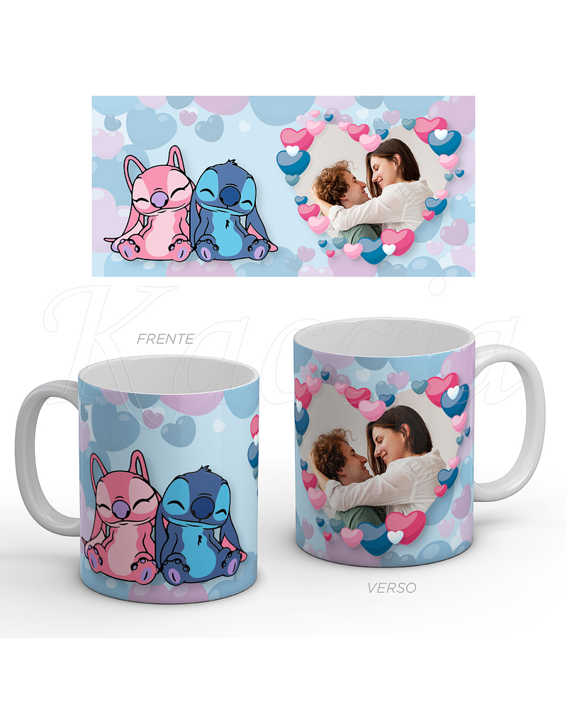 Caneca Personalizável Amor Stitch com Foto