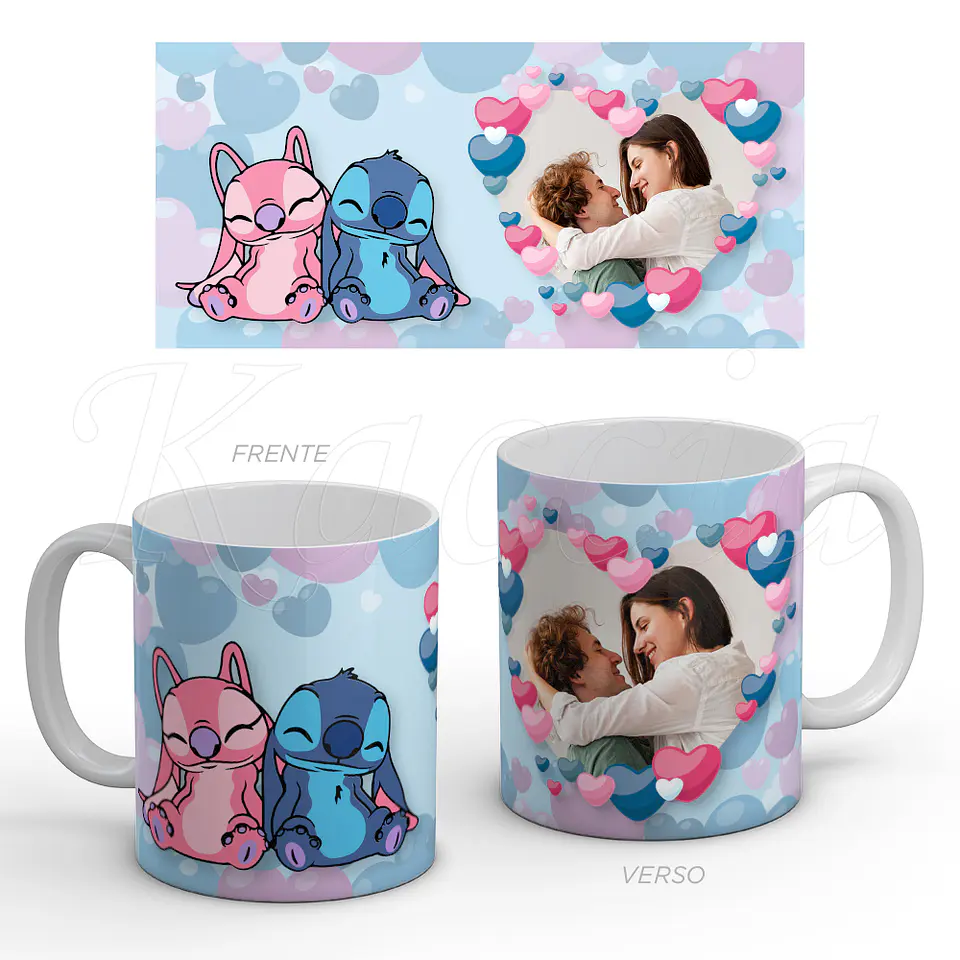 Caneca Personalizada Amor Stitch com Foto 1