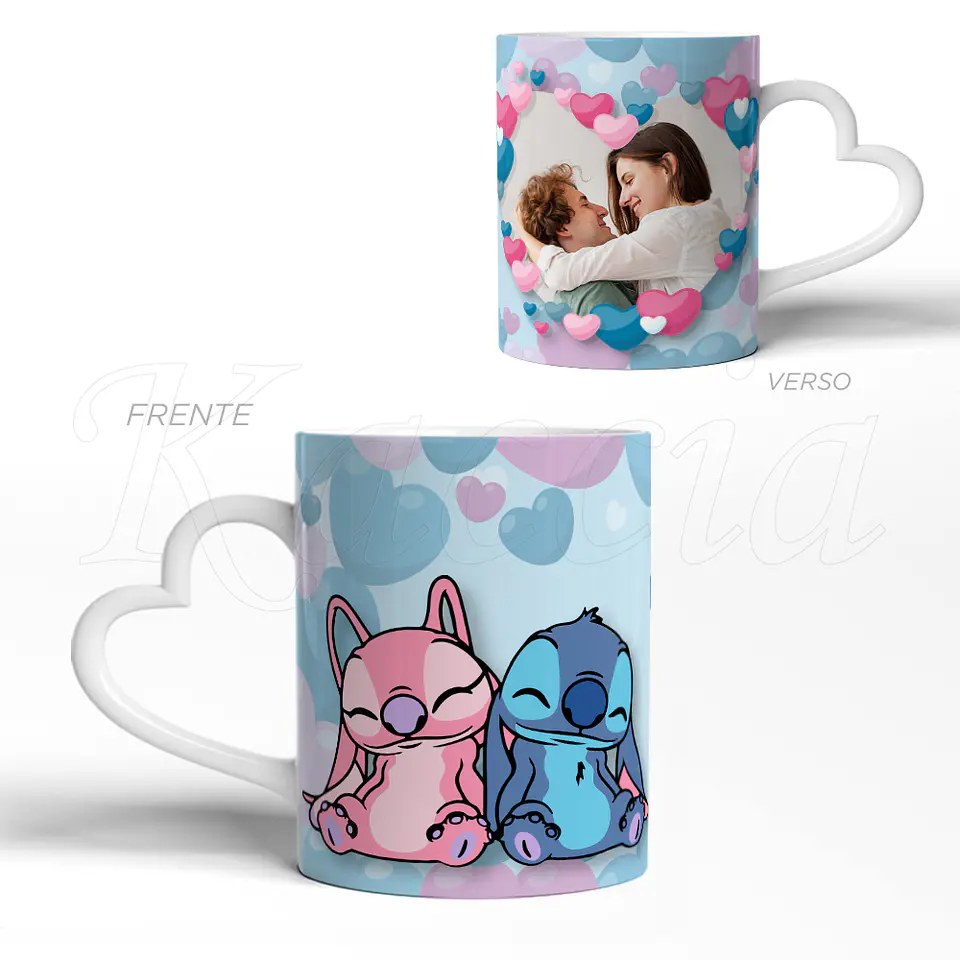 Caneca Personalizada Amor Stitch com Foto 3