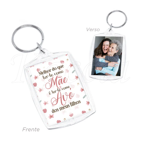 Porta-chaves Personalizado Acrílico Mãe e Avó com Foto