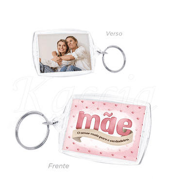 Porta-chaves Acrílico Personalizável Amor Mãe com Foto