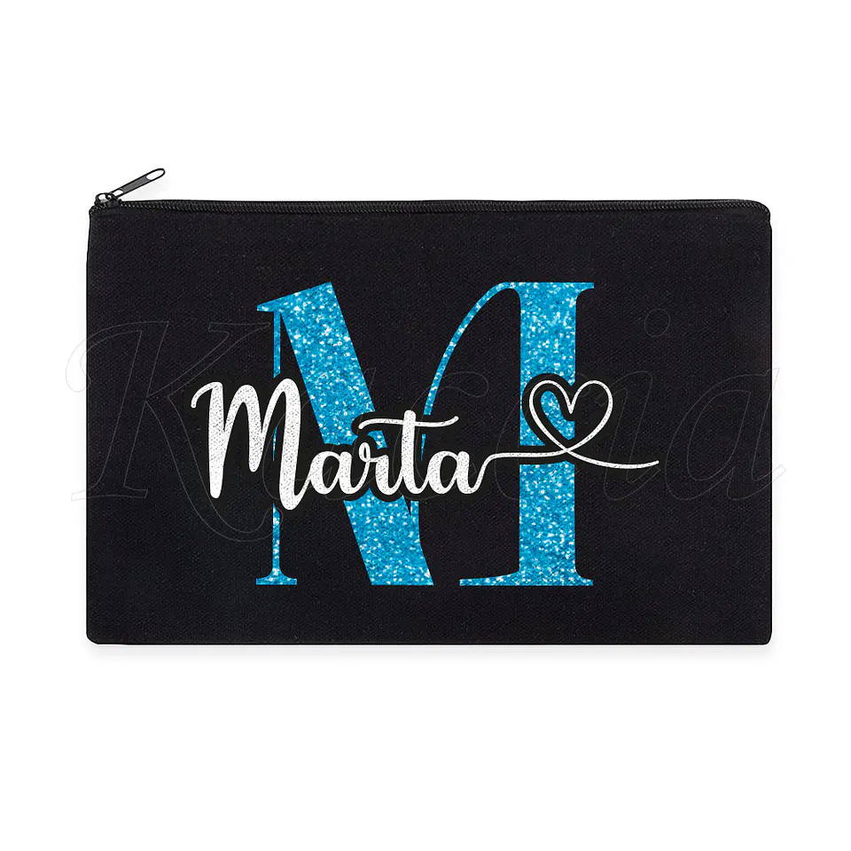 Nécessaire / Estojo Personalizado Inicial Glitter Azul 3