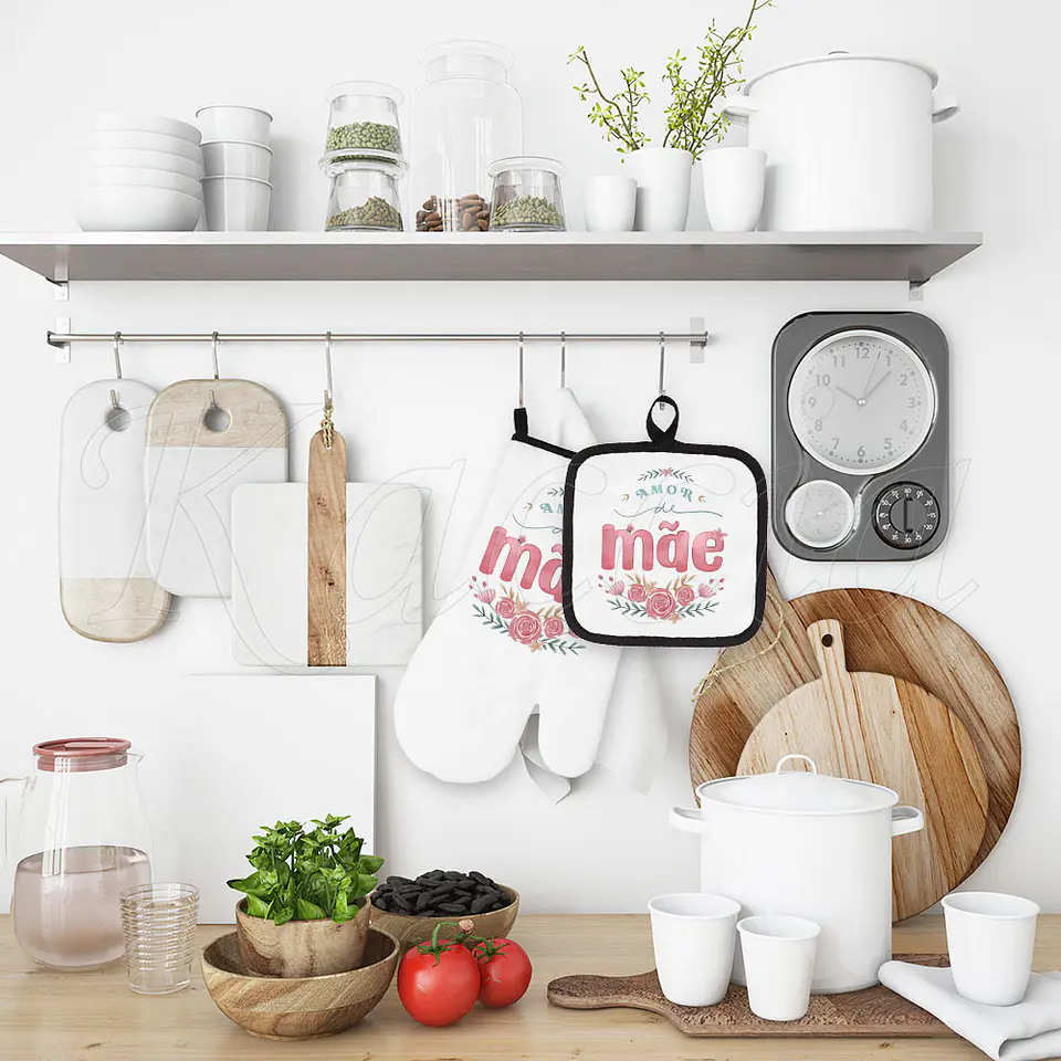 Conjunto Luva e Pega de Cozinha Amor de Mãe 4