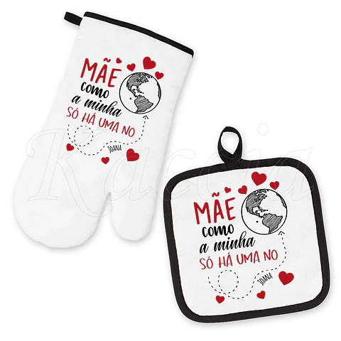 Conjunto Luva e Pega de Cozinha Personalizadas Uma no Mundo