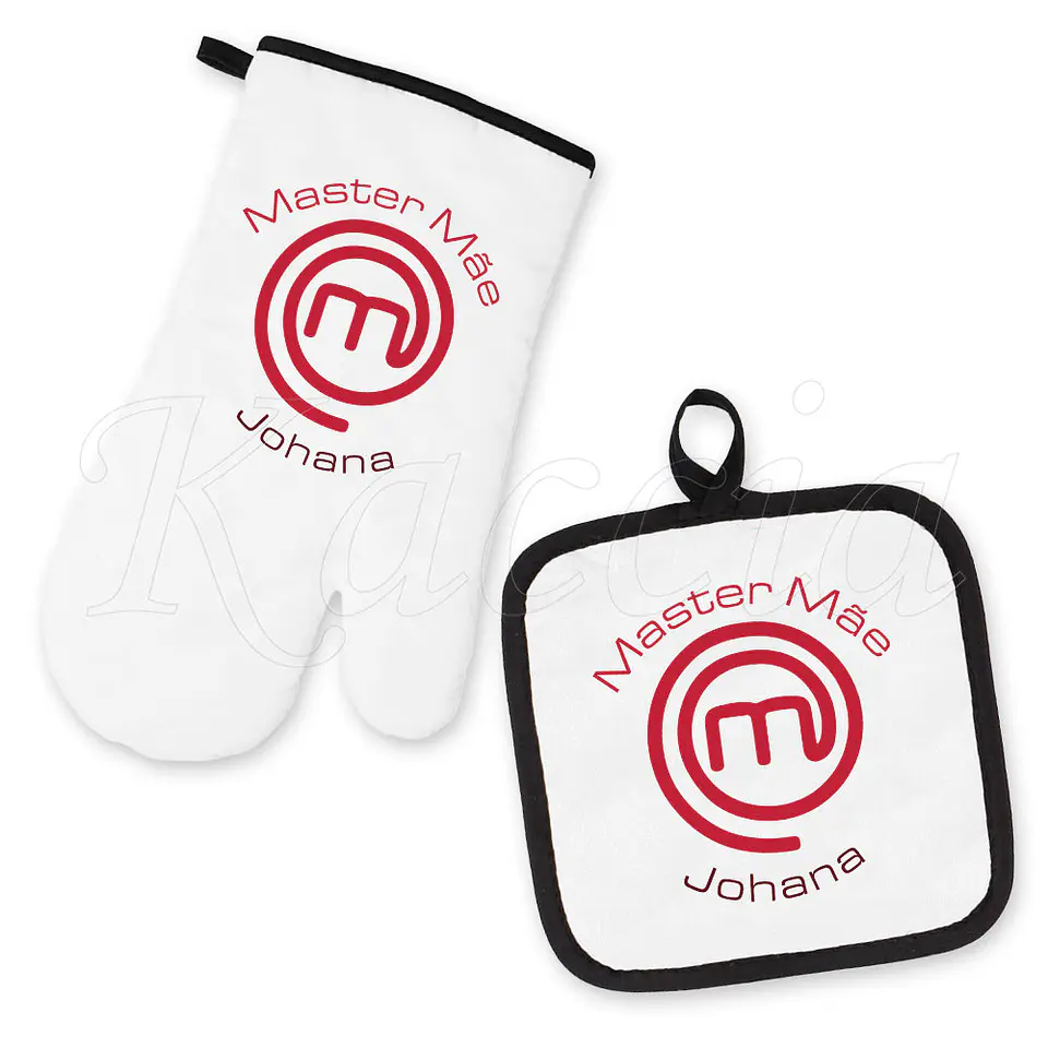 Conjunto Luva e Pega de Cozinha Personalizadas Master Chef 1