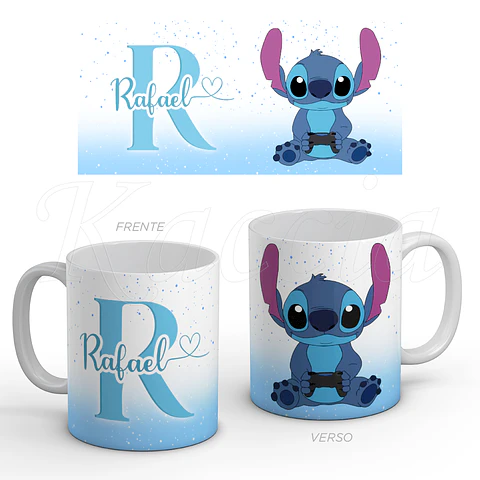 Caneca Personalizada Stitch com Nome Blue