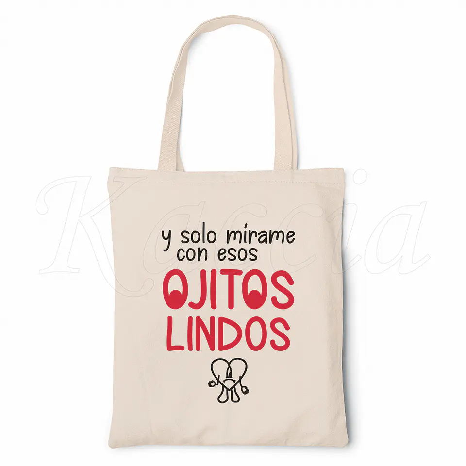Saco Tote Bag Ojitos Lindos Benito Bad Bunny 1