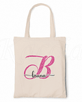 Saco Tote Bag Personalizável Nome Glitter Rosa