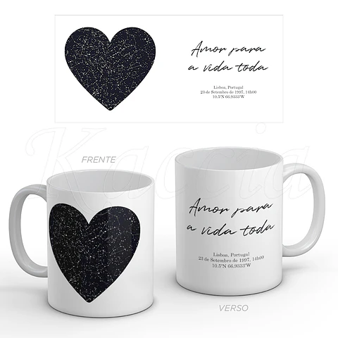Caneca Personalizada Mapa das Estrelas Coração