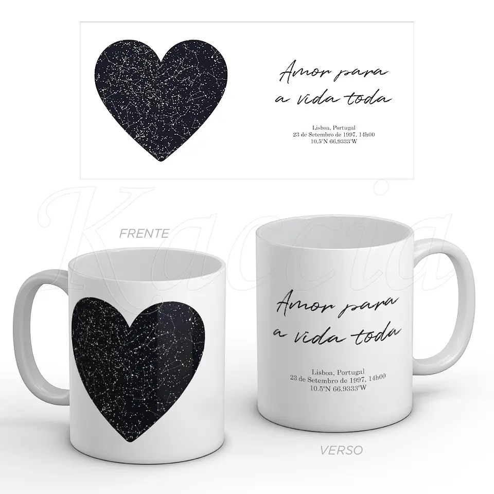 Caneca Personalizada Mapa das Estrelas Coração 1