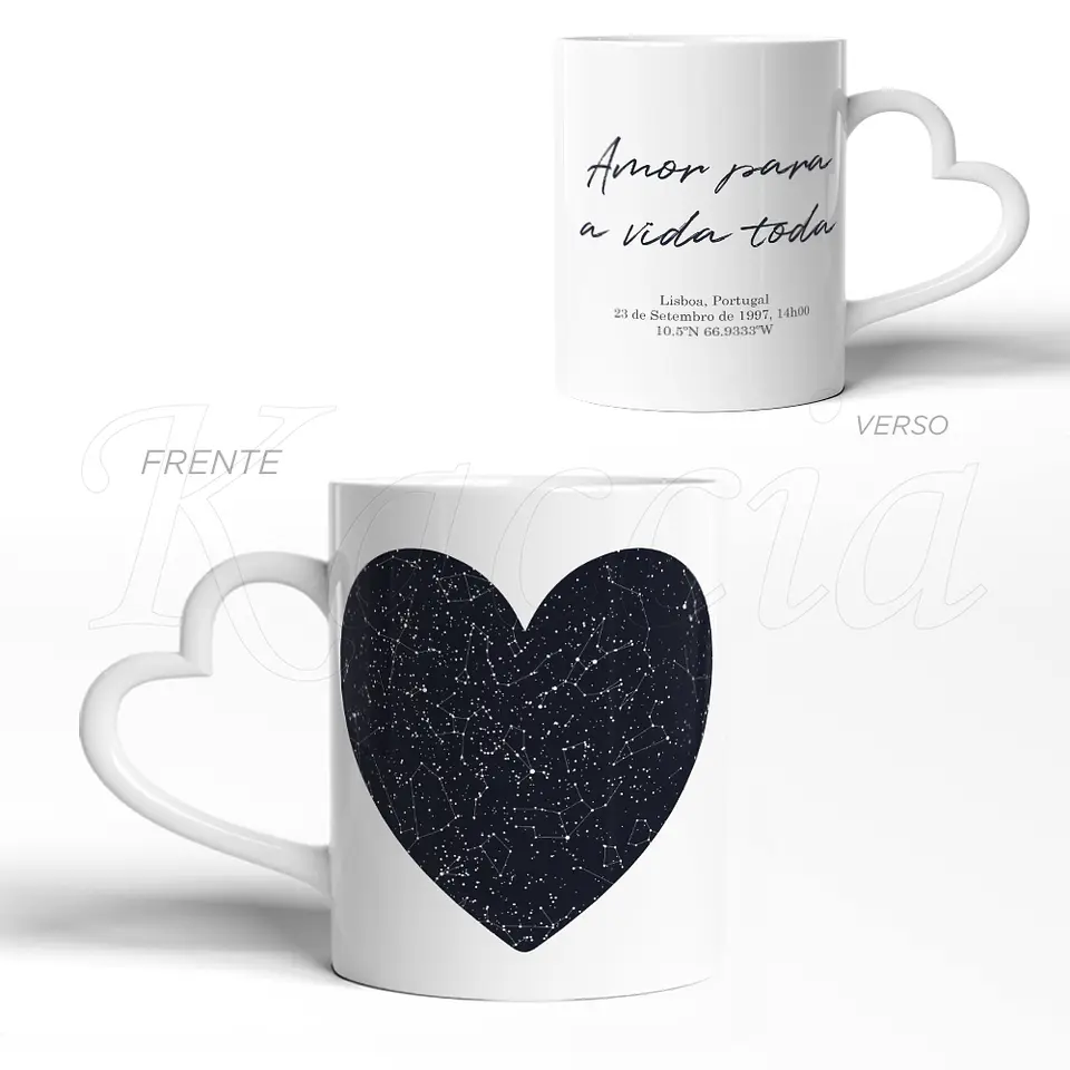 Caneca Personalizada Mapa das Estrelas Coração 3