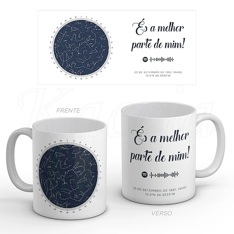 Caneca Personalizada Mapa das Estrelas Spotify Bússola