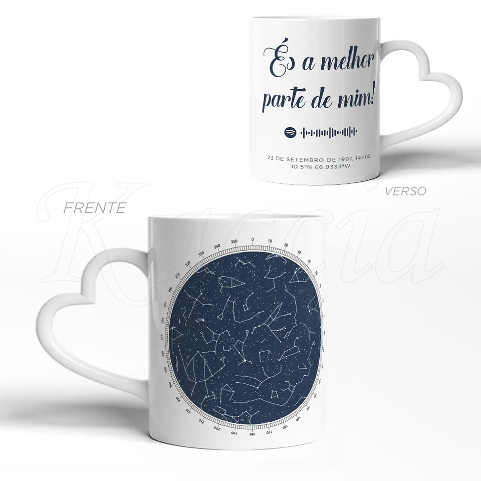 Caneca Personalizada Mapa das Estrelas Spotify Bússola 3