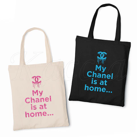 Saco Tote Bag My Chanel is at Home Glitter