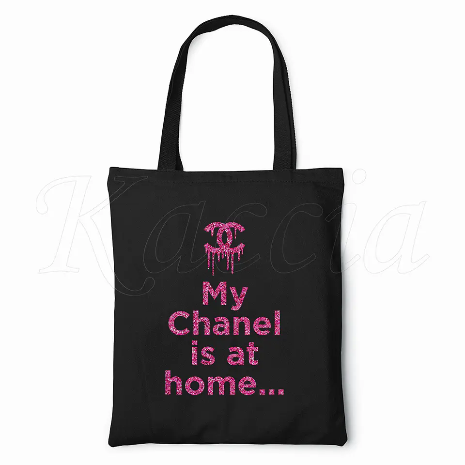 Saco Tote Bag My Chanel is at Home Glitter 4