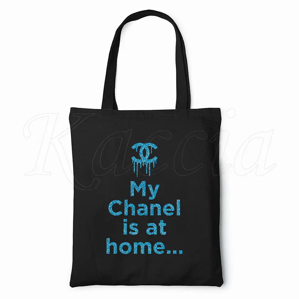 Saco Tote Bag My Chanel is at Home Glitter 5