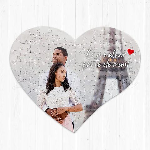 Puzzle Coração Personalizado com Foto e Frase