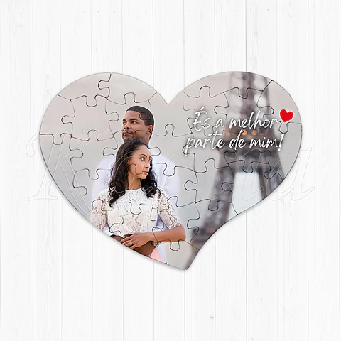 Puzzle Coração Personalizado com Foto e Frase