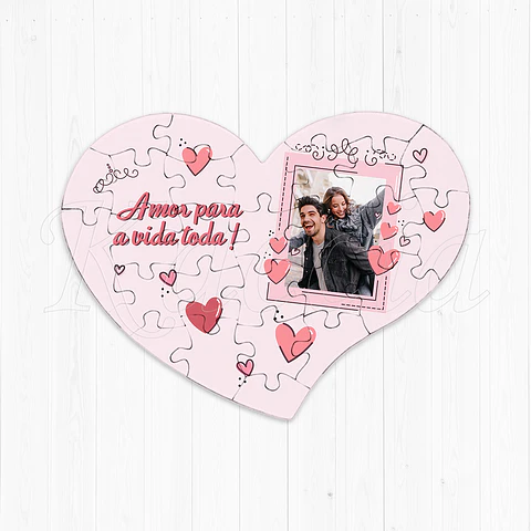 Puzzle Coração Personalizado com Foto Pinky