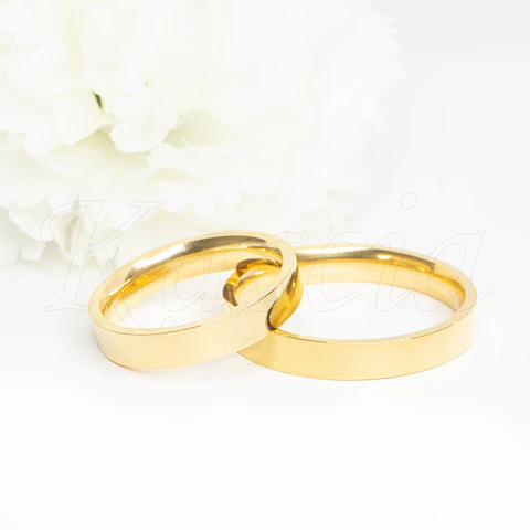 Aliança para Casais em Aço Impegno Dourado