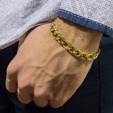 Pulseira Masculina Asís Dourado Aço Inox